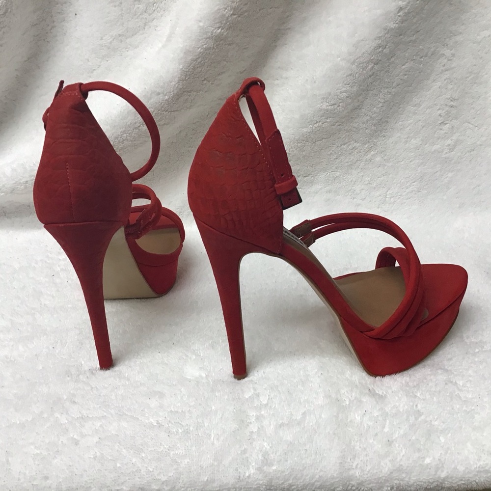 Steve Madden, Rosalia red velvet platform heels - Picture 2 of 4